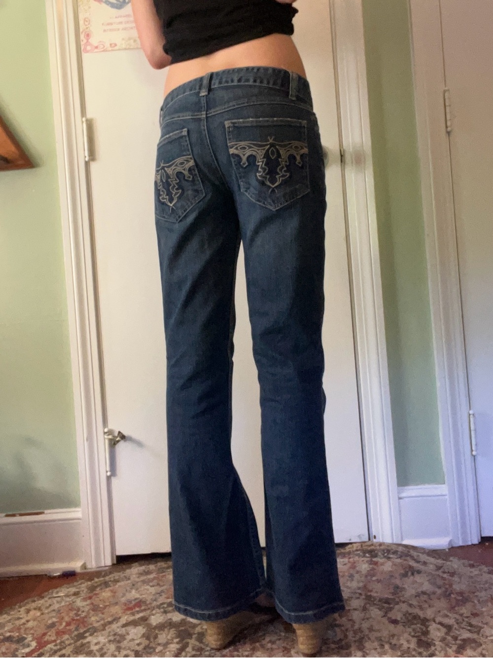 Mid Rise Boot Cut Jeans with Embroidered Back Pockets - Picture 6 of 6